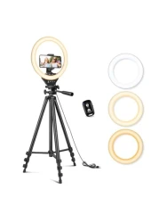 Sensyne 10 Ring Light with 50 Extendable Tripod Stand LED Circle Lights with Phone Holder for Live StreamMakeupYouTube VideoTikTok Compatible with All Phones