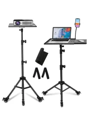 Wownect Projector Tripod Stand With Wheels, Phone Holder Rolling Laptop Desk Tripod For Stage, Studio, DJ Equipment, Pack Of 1