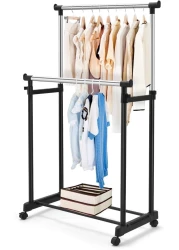 Fitto Clothes Drying Foldable Stand - Adjustable &amp; Space-Saving, Black, Portable Laundry Rack for Indoor &amp; Outdoor Use