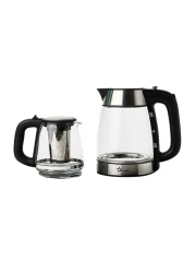Generic Electric Kettle With Tea Pot 8008, Black/Silver/Clear