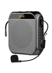 Portable Voice Amplifier for Teachers 2200mAh Rechargeable Personal Amplifier Mic PA System Headset Microphone with Speaker for Teachers Training Meeting Tour Guide Yoga Classroom Black