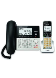 VTech VG208 DECT 6.0 Corded/Cordless Phone for Home with Answering Machine, Call Blocking, Caller ID, Large Backlit Display, Duplex Speakerphone, Intercom, Line-Power(Silver/Black)