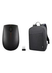 Lenovo 300 Wireless USB Mouse Black and B210 Backpack Black 15.6inch