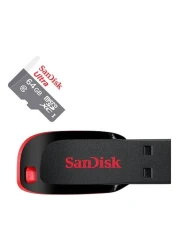 SanDisk Ultra Ultra MicroSDXC UHS-I Class 10 Memory Card White and Grey 64GB with Cruzer Blade USB Flash Drive Red and Black 64GB