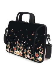 XMBFZ 13.3" Laptop Bag Adjustable Shoulder Strap with Handle Accessory Pocket fits 11.6" 12" 12.1" 13" 13.3" Laptops (Flowers)