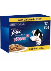 Purina Felix As Good As It Looks with Chicken in Jelly Kitten Wet Food, Upto 1 Year, 85g Pack of 12