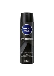 NIVEA MEN Antiperspirant Spray for Men Deep Black Carbon Antibacterial Dark Wood Scent 150ml