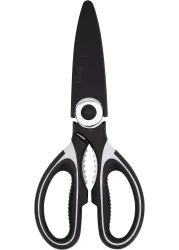 Royalford 3-In-1 Kitchen Scissor- Rf10498 Includes Scissors, Perfect For Cutting Fish, Meat, Etc Dishwasher-Safe And Includes A Blade Protection Cover Black And Silver