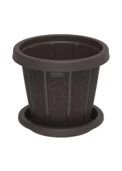 Cosmoplast Cedargrain Flowerpot With Tray IFFPXX145DW Dark Brown 16inch