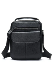 NIUCUNZH Mens Crossbody Bag, Man Purse for Men Small Leather Shoulder Bags Mini Messenger Bag Black(6090)