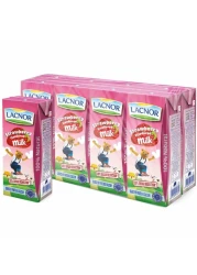 Lacnor Essentials Strawberry Flavored Milk 180ml Pack of 8