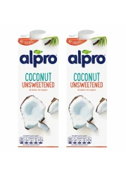 Alpro Coconut Unsweetened Drink, 100% Plant-Based, Lactose Free 1L Pack of 2