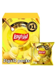 ليز شيبس البطاطس بالملح 21 غرام، حزمة من 12