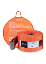 JCHL Recovery Tow Strap Heavy Duty Draw String 4 x20ft 35000LBS 18TON Rated Capacity Off Road Towing Rope Reinforced Loops Storage Bag Emergency Tow