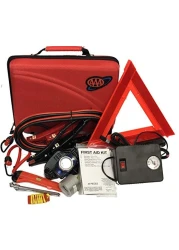 Lifeline AAA 4365AAA Destination Road 68 Piece Emergency Car Tire Inflator Jumper Cables Headlamp Warning Triangle and First Aid Kit