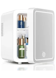 Skincare Fridge With Dimmable LED Light Mirror, 4L Makeup Mini Fridge for Bedroom, Car, Office &amp; Dorm, Cooler &amp; Warmer, Portable Small Refrigerator