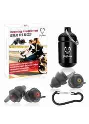 Softvox Motorcycle Ear Plugs 2 Pairs Wind Noise Reduction Premium Hearing Protection 100X Reusable Earplugs for Motor Motorbike Motorsports Parachuting Touring Racing Riding Shooting Black