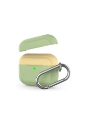 AhaStyle - Premium Silicone Two Toned Keychain Case for Airpods Pro - Mint Green/Yellow
