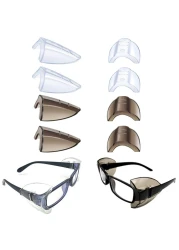 KMDJG818 4 Pairs Glasses Side Shields, Safety Eyeglasses Side Shields Slip on Side Shields Fits Medium to Large Eyeglasses (2 Pairs Clear and 2 Pairs Gray)