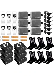 Mhoel 36Pcs Groomsmens Gifts Set of 6,Best Man Groomsmen Proposal Box Gifts,2oz Shot Glasses,Oxford Bags,Black Sunglasses,Bottle Openers,Socks,Proposal Boxes,Wedding Bachelor Party for Groomsmens