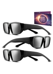 Solar Eclipse Glasses 2024 Approved (3 PACK) Plastic Solar Eclipse Viewing Glasses -AAS, CE &amp; ISO Certified Solar Eclipse Glasses, Solar Eclipse Sunglasses for Kids &amp; Adults - Black, 3-Pack