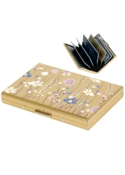 RFID Blocking Credit Card Holders Slim Metal Credit Card Case Wallet with 6 Slots for Women or Men 6 CardGoldFlower