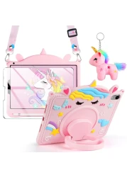 for iPad Mini 7 (A17 Pro) 2024/iPad Mini 6 2021 8.3 Inch with Screen Protector Shoulder Strap Key Chain Built Pencil Holder Handle Stand Silicone Protective Tablet Cover for iPad Mini 6th Generation