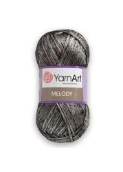 1 Ball YarnArt Melody Chainette Yarn Shiny Metallic Sheen Yarn for Knitting Crochet Embroidery 100 Grams 35 oz 230 Meters 251 Yards 70 Polyamide 21 Acrylic 9 Wool Blend Silver 887