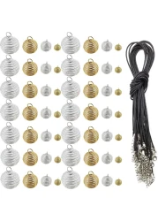 ROYHOO 60PCS Spiral Bead Cages Pendants with 60PCS Chains Silver Plated for Jewelry Making Crafting Findings8mm14mm20mm25mm