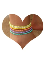 Decentraland 6 Pcs Bohemian Anklets Bracelet, Handmade Beaded Summer Anklets Bracelet Elastic Thread Glass Beads Anklet Colourful Multilayered Beads Elastic Foot Jewelry for Women Girls Ladies