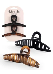 KitschLarge Hair Clips for Women Jumbo Loop Hair Claw Clips for Thick Hair Big Hair Clip Claw Clip for Teen Girls Stylish Banana Clip Hair Styling Accessories 2pc TortoiseBlack
