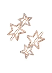 AEGYPIUS Star Clips, 2 Pcs Rhinestone Star Hair Clips Gold Star Clips Hair, Star Hair Clip Star Hairclips Star Barrettes Hair Clips Star Hair Accessories Y2k Hair Clips Stars for Women and Girls