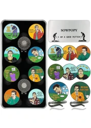 SOWPOPY Funny Golf Ball Marker Golf Gifts for Men, Magnetic Ball Markers Golf Hat Clip Cool Golf Accessories for Golfers, (8 Markers &amp; 2 Hat Clips)