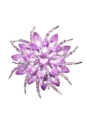 Urberry Crystal Flower Brooch Pin for Women Girls Brides (Light purple)