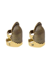 FQTANJU 2 Pack Sewing Thimble Finger Protector, Metal Copper Adjustable Finger Shield Protector Pin Needles Sewing Quilting Craft Accessories DIY Sewing Tools (2 Sizes)