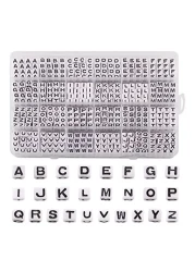 Cheriswelry 768pcsbox 7mm White Acrylic Cube AZ Letter Alphabet Beads Sorted Square Plastic Letter Pony Beads for DIY Bracelet Necklace Jewelry Making Supplies