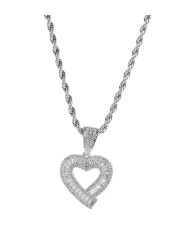 Kim Carrey S925 Sterling Silver necklace for Women AAA White Zircon Necklace CZ Diamond Love Heart Pendant Necklace (Pure Silver)