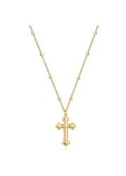 Valloey Rover Gold Cross Necklace for Women 14K Gold Plated Chain Necklace Dainty Gold Cross Pendant Necklace Simple Cute Necklaces for Women Christian Faith Necklace Jewelry (Style 5)