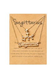 PANTIDE 3Pcs Sagittarius Zodiac Layer Necklace for Women Retro 14K Gold Plated 12 Constellation Pendant Necklace Exquisite Letter Horoscope Old English Zodiac Sign Necklace Jewelry Birthday Gift