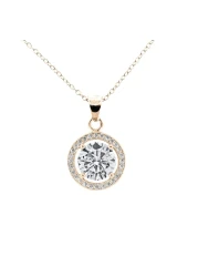 Cate &amp; Chloe Blake 18k Rose Gold Plated Pendant Necklace Halo Necklaces with Round Cut Cubic Zirconia, Fashion Jewelry For Women, Hypoallergenic, Gift for Her