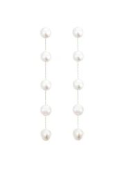14k Silver Plated Long Pearl Drop Dangle Earrings for Women Chain Baroque Pearl Stud Jewelry for Bridal Wedding