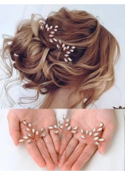 Heread Crystal Bride Wedding Hair Pins Rhinstones Bridal Hair Accessories Head Piece for Women and Girls Pack of 3 B Rose Gold