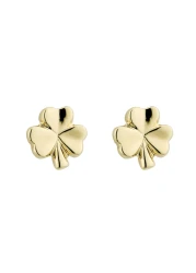 Biddy Murphy, Irish Shamrock Gold Earrings for Women, 10k Gold-Pated Studs, Lucky Celtic Jewelry, Small, Made in Ireland by Artisan Jewelers