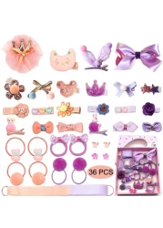 Scettar Baby Girls Hair Clips Cute Hair Bows Baby Elastic Hair Ties Hair Accessories Ponytail Holder Hairpins Set For Baby Girls Teens Toddlers Assorted styles 36 pieces Pack Purple