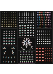 10 Sheets Eye Body Face Gems Rhinestone Stickers Self Adhesive Rhinestones Rainbow Face Gems for Women Festival Accessory and Nail Art Decorations Starlight style