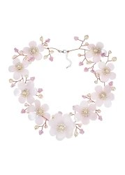 AeraVida Pink Sakura Gradual Flower .925 Sterling Silver Necklace Classic Handmade Floral Necklace for Women