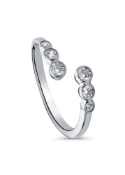 BERRICLE Sterling Silver Bubble Cubic Zirconia CZ Wrap Fashion Ring for Women, Rhodium Plated Size 7