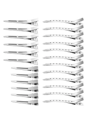 65Pcs Duck Billed Hair Clips for Styling Sectioning Metal Silver Alligator Clips for Women 3 Sizes for Roller Pin Curl Loc Clips for Retwist Salon Barber Bows DIY