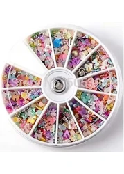 Aiwanto 2Pack Wheel Mixed Nail Art Tips Glitters Rhinestones Slice Decoration Manicure (1200pcs / pack)