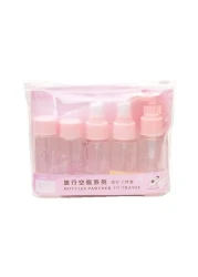 Generic 7Pcs/Set Travel Kit Empty Lotion Cosmetic Makeup Case Container Spray Bottle Pot Portable Refillable Bottle(Pink) Pink/Clear 25g